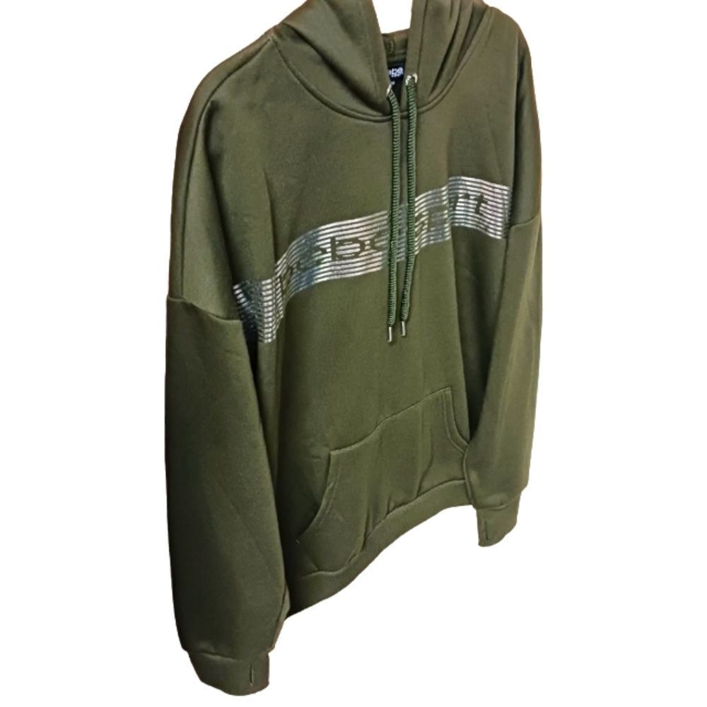 BEBE SPORT Plus Size Women's Forest Green Solid Stripe LogoโHoodie NWT - Picture 6 of 14
